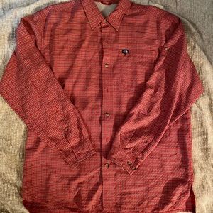 North Face Button Down Shirt - Red Plaid - No Size Label, estimate a Large